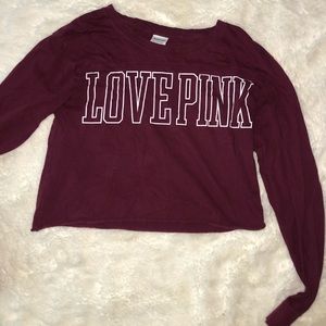 Rough edge long sleeve cropped top